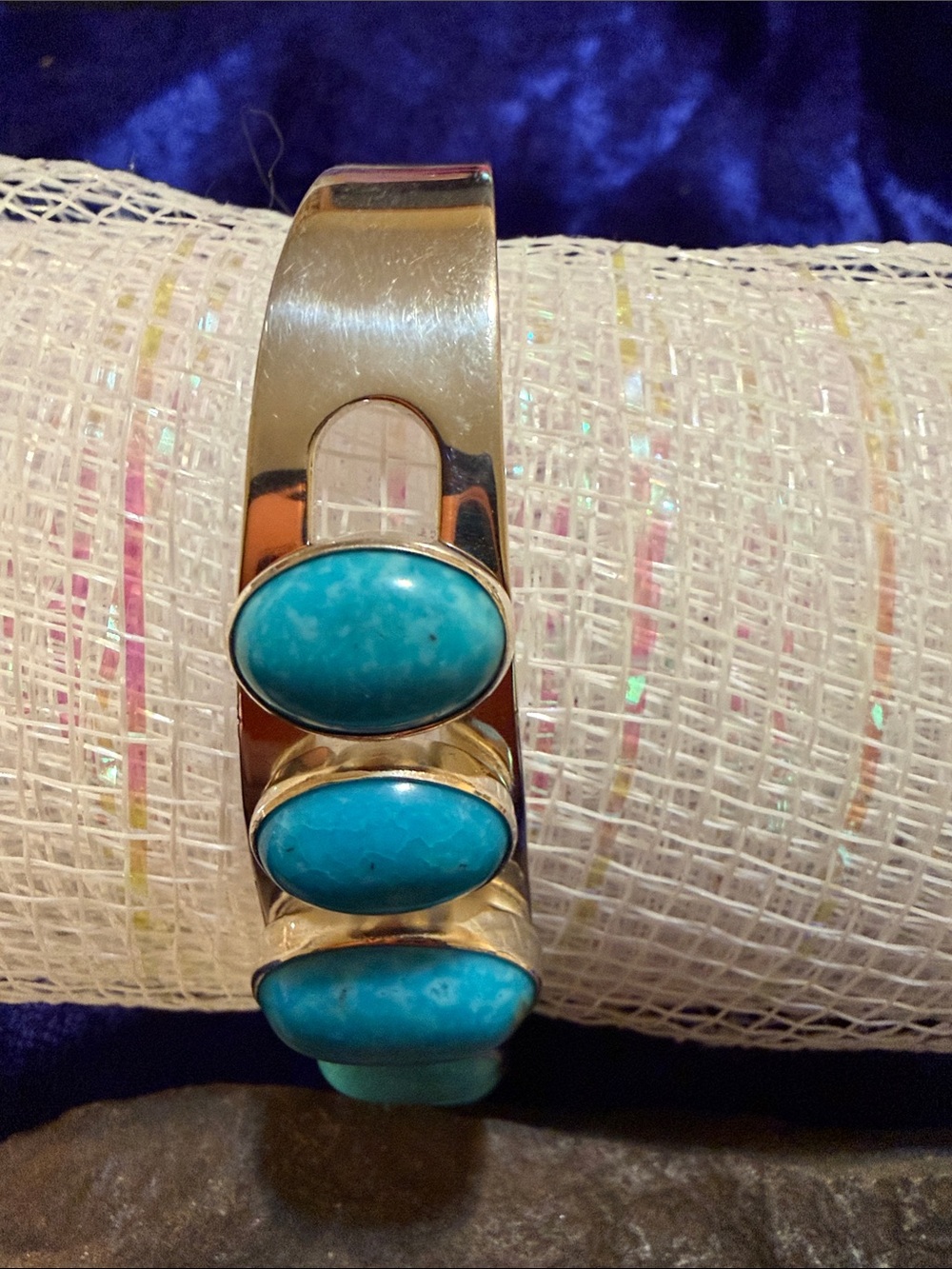 Jay King Desert Rose turquoise Cuff Bracelet. 6” inside, 2” Gap, 24grams (249) - Picture 3 of 4